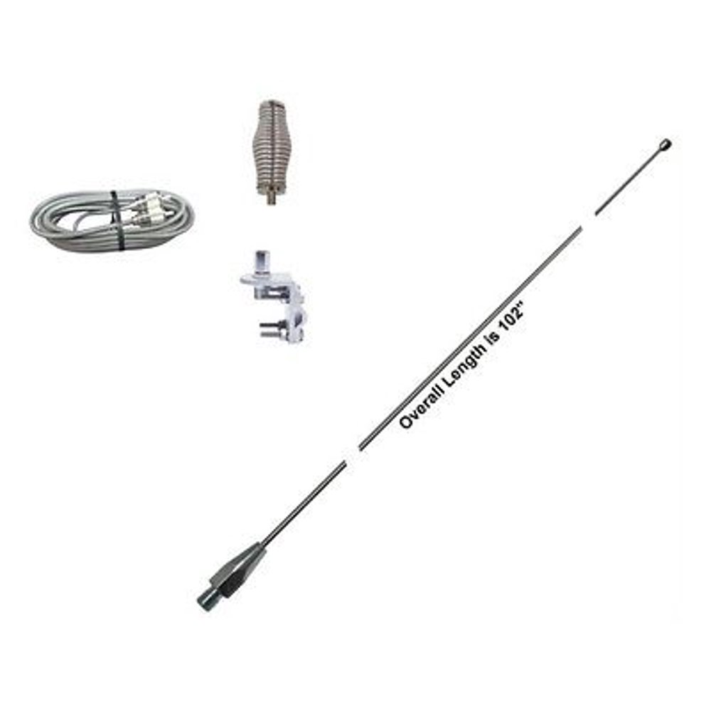 HUSTLER 102" WHIP CB HAM Antenna,18ft BELDEN RG8X COAX, SPRING & MOUNT