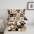 thumbnail image 5 of Homewish Paw Bone Plaid Twin Comforter Sets,Retro Pet Dog Theme Bedding Set,Brown,Light Gray Reversible,2pcs,1 Comforter and 1 Pillowcase, 5 of 7
