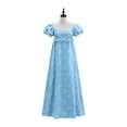 thumbnail image 7 of Women's Regency Dresses Puff Sleeve Square Neck Color Block Printed Flowy Smocked Maxi Dress, 7 of 7