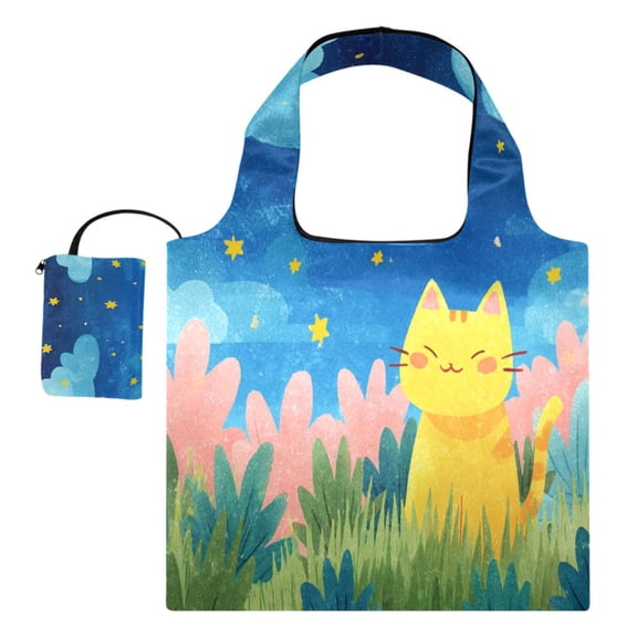 Large Capacity Print Tote Bag,Lightweight Portable Foldable Shopping Bag A Cute Cat