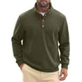 thumbnail image 4 of Men's Heavyweight Fleece Corduroy Sweatshirt - Stand Collar Mock Neck Pullover with 1/4 Zip, 4 of 5
