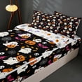 thumbnail image 3 of Homewish Halloween Cute Ghost Pumpkin Zipper Twin Comforter Sets with Fitted Sheet and 2 Pillowcases, Bat Skull Candy Zipper Bedding Set, Black Orange White, Pumpkin Bat Reversible, 3 of 7
