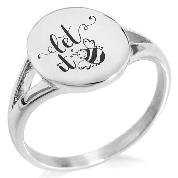 Tioneer Stainless Steel Let it Bee Minimalist Oval Top Polished Statement Ring