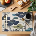 thumbnail image 2 of Navy Blue Green Floral Placemats Set of 12 Vintage Botanical Leaves Place Mats Indoor Wipeable Table Mats Washable Cloth Dining Table Placemats for Kitchen Holiday Party Home Decor 13x19 Inch, 2 of 9