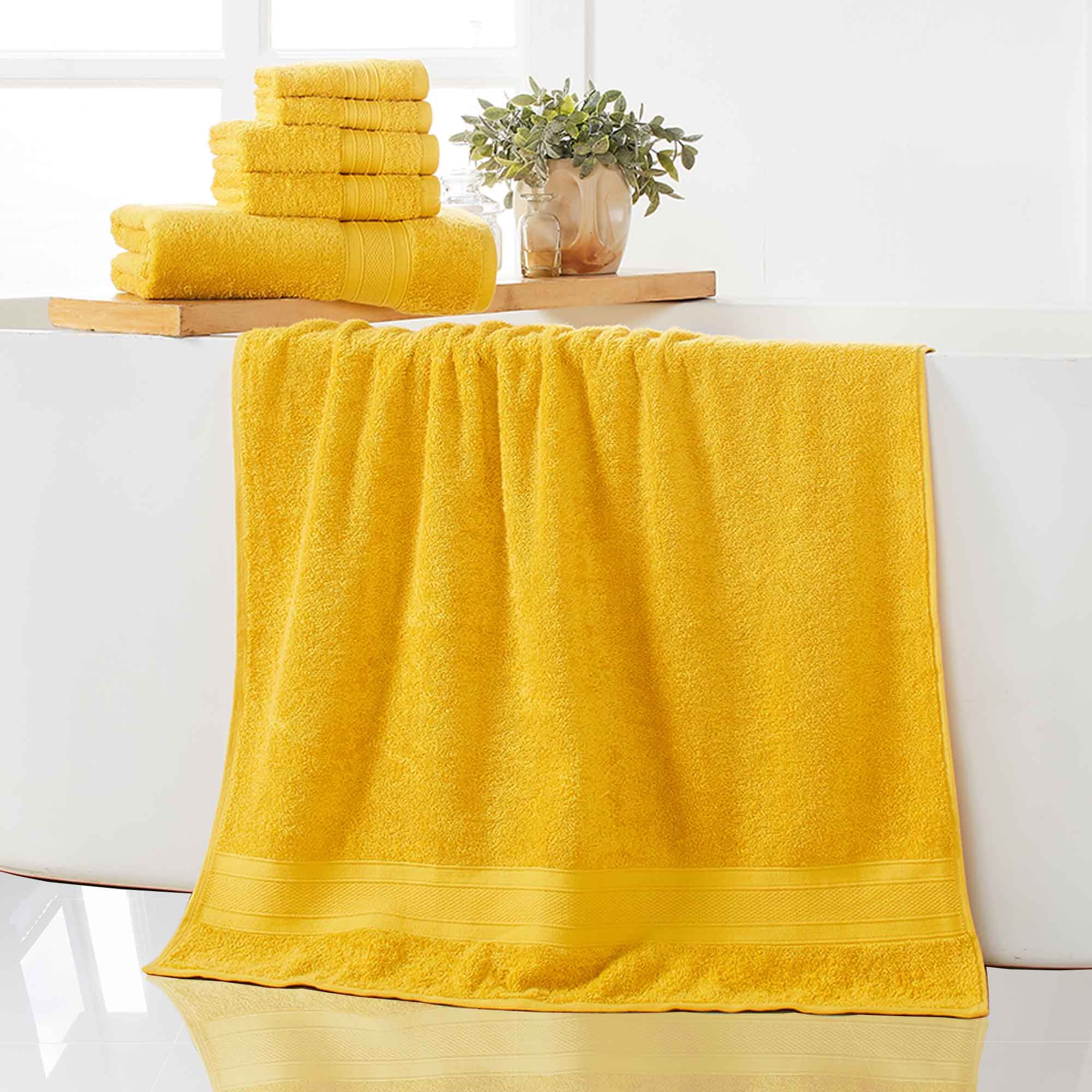 6pc Roman Super Soft Cotton Quick Dry Bath Towel Set Yellow