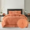 thumbnail image 2 of Nanshing Jennae 7 Piece Shabby Chic Pintuck Comforter Set, Apricot, King, 2 of 12