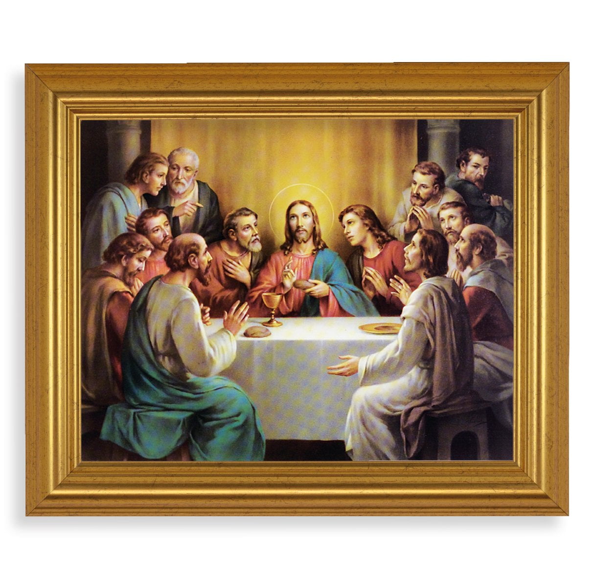 Last Supper Picture Framed Wall Art Decor, Large, Antique GoldLeaf