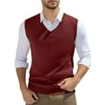 thumbnail image 1 of Men's Sleeveless Knitted Vest V-Neck Spring Plain Lightweight Workout Tank Top, 1 of 5