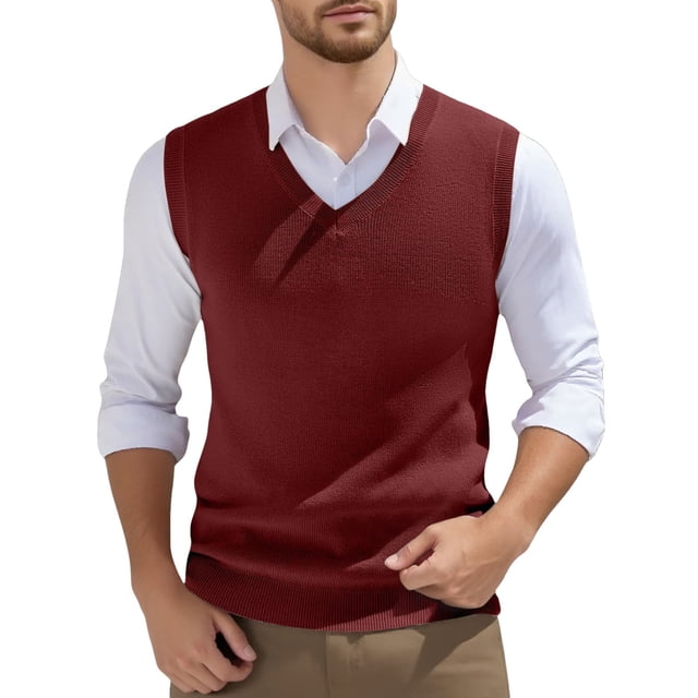 Men's Sleeveless Knitted Vest V-Neck Spring Plain Lightweight Workout Tank Top