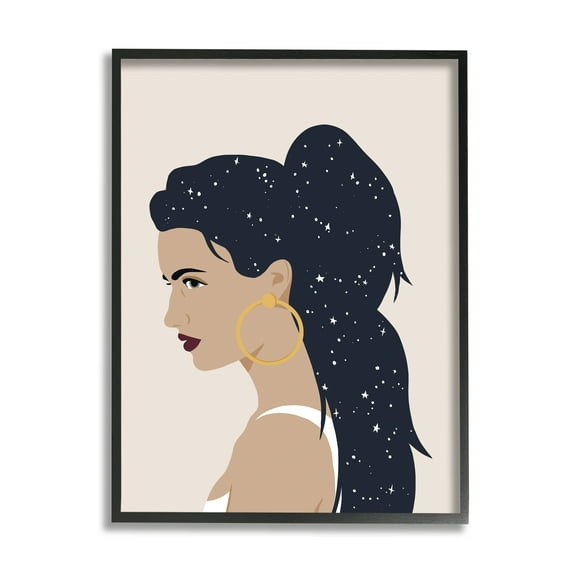 Stupell Industries Stars in Hair Glam Female Portrait Constellations Black Framed Wall Art, 24 x 30, Design by Annie Warren