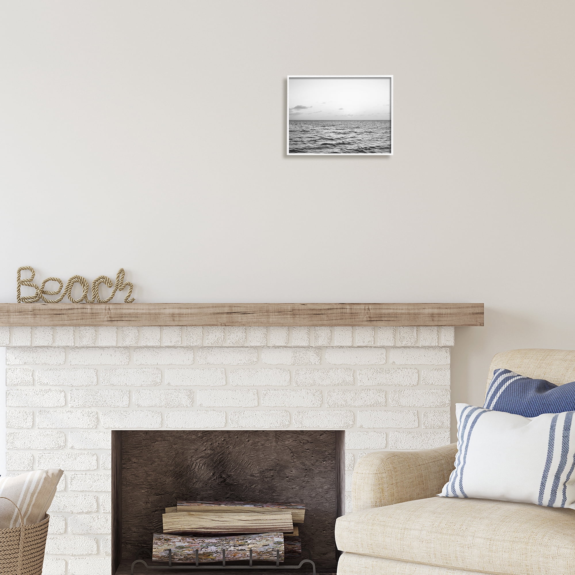 Stupell Industries Rough Grey Sea Waves Nature Photography White Framed Art Print Wall Art, 14 x 11