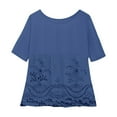 thumbnail image 4 of ZJXFGS Peasant Blouses for Women Square Neck Tops for Women Womens Work Tops Y2K Tops Womens' Tops Tees & Blouses Women Blouses Dressy Casual Cute Tops for Teens Blue 3XL, 4 of 5