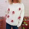 thumbnail image 5 of Women's Multi-Color Christmas Elf Print Sweater - Warm Winter Festive Casual Wear, 5 of 6