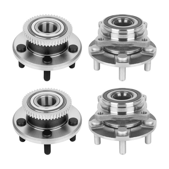 AutoShack Front & Rear Hub Bearing Assemblies for Ford, Mustang 2015-2021, RWD L4 2.3L V6 3.7L V8 5.0L - With ABS, 5-Lug