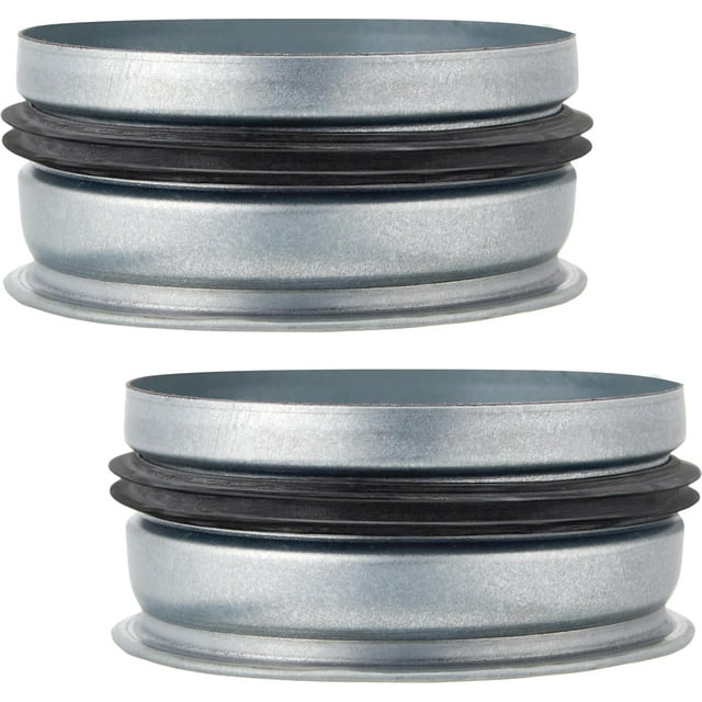 2 Pcs 4 Inch Od Dryer Vent Cap Round Dryer Vent Cover Inside Galvanized Steel Tee Duct End Cap Pipe Cover Metal Plug for Outdoor and Indoor HVAC Systems(Rubber Gasket)