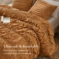 thumbnail image 2 of Brown King Comforter Set 3-Piece, Microfiber Bedding with Ruffled Design, All-Season Comfort, 2 of 19