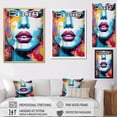 thumbnail image 4 of Designart "Pop Art Woman Portrait In Blue And Orange I" Modern Wall Art Print, 4 of 5