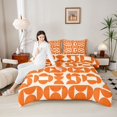 thumbnail image 4 of Homewish Orange Abstract Ombre Queen Comforter Set, Chic Minimalism Bedding Sets, Mid Century Fashion Reversible Bedding Comforter Set, Super Cozy Room Decor, 3-Piece, 4 of 8