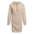 thumbnail image 3 of Ftwytp Women Hoodies Dress Hooded Sweatshirts Dress Casual Long Sleeve Tunic Dress Oversized Sweatshirts with Pocket Autumn And Winter Long Sleeve Dress For Women Hooded Solid Casual Dress, 3 of 4