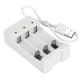 thumbnail image 1 of Cargador USB de 3 ranuras A03, ABS blanco, ecológico, resistente a altas temperaturas, para pilas AA y AAA., 1 of 10