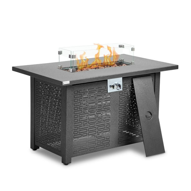 ESSENTIAL LOUNGER 42 Inch Fire Pit Table, 50,000 BTU Rectangle Propane