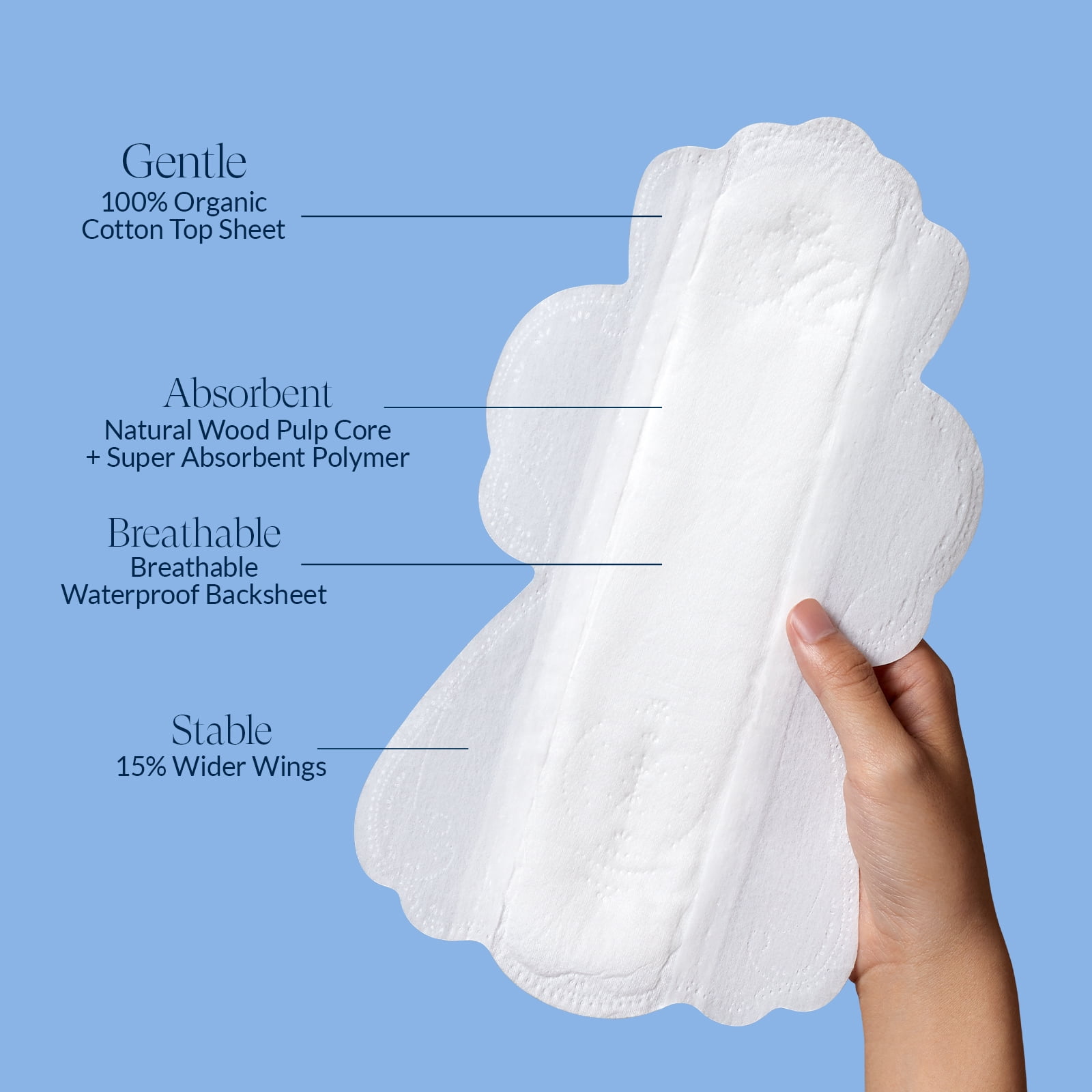 100% Large Organic Pads for Women, Ultra Thin Heavy Flow Sanitary Pads with Wings, Unscented Cotton Pads Menstrual, Super Absorbency Feminine Pads Extra Coverage Period Pads (Large, Size 4, 48ct)