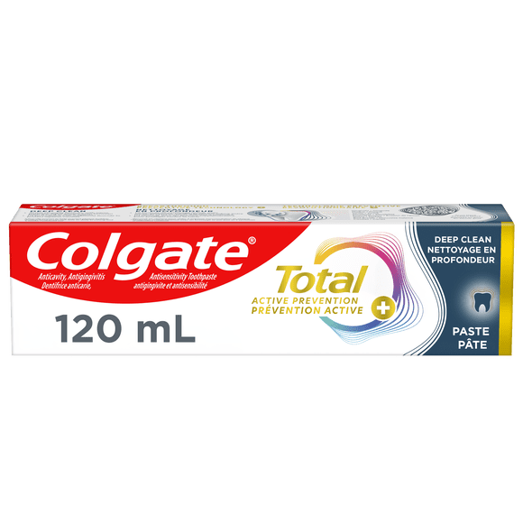 Dentifrice Colgate Total Prévention active plus Nettoyage en profondeur, saveur de menthe, 120 ml