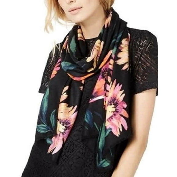 INC International Concepts Brushed Flower Pashmina Black Bright One Size