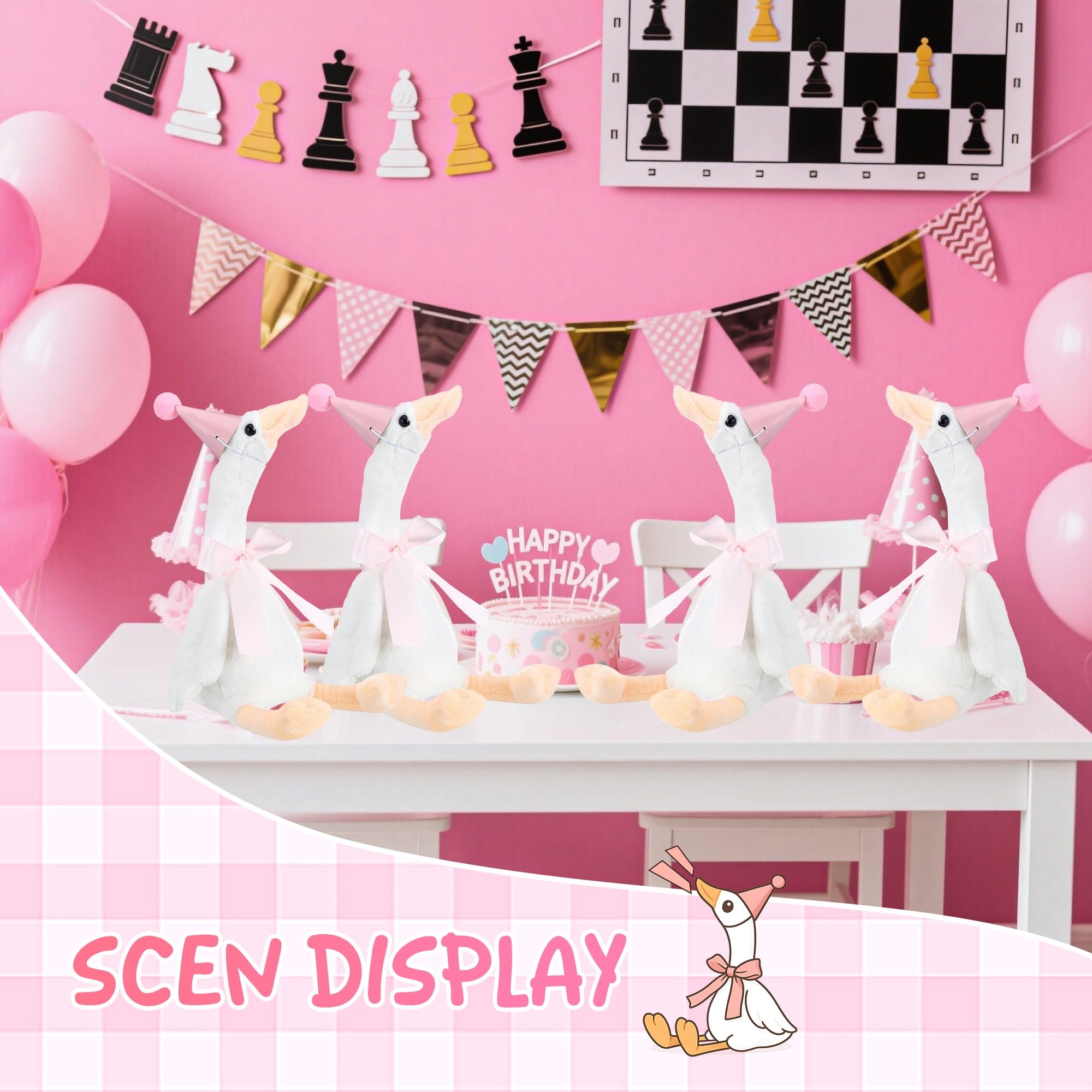 8 Sets One Silly Goose 1st Birthday Decoration 15.7 Inch Soft Silly Goose Stuffed Animal Hat with Wood Table Decor for Birthday Party Baby Shower Decoration