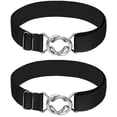 thumbnail image 2 of Falari 2-pack Womens Stretch Belt Adjustable Web Belt Metal Buckle All Occasion Dress Belt - Black & Black, 2 of 7