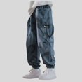 thumbnail image 2 of ZACPNCV Boys' Cargo Pants Wide Leg Straight Casual Sweat Pants Jogger Elastic Waistband Soft Trousers with Pockets 12-13 Years, 2 of 6