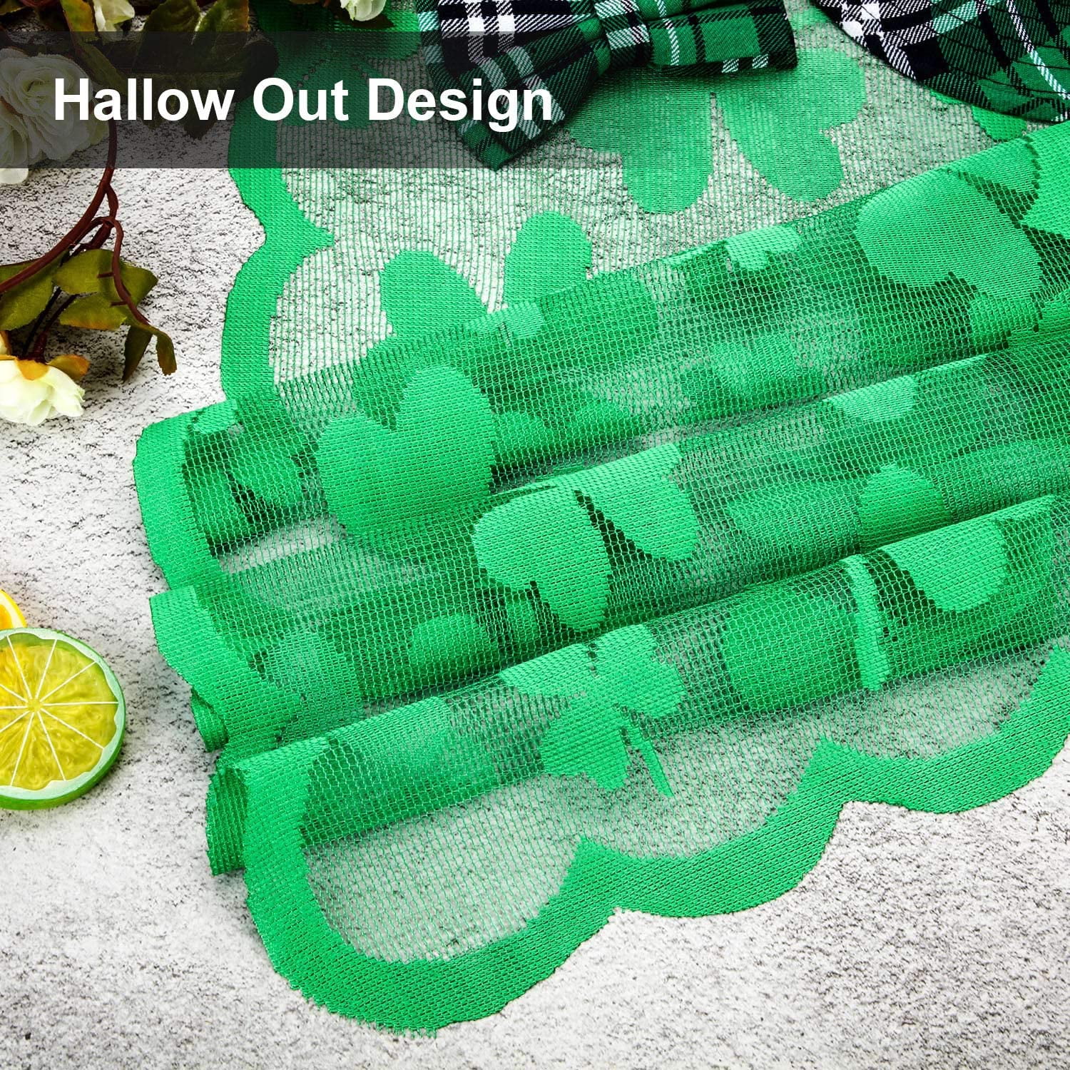 Kepooman Holiday Rectangle Tablecloth with Embroidered Shamrock for Party Decor, Green Kepooman Holiday Rectangle Tablecloth with Embroidered Shamrock for Party Decor, Green