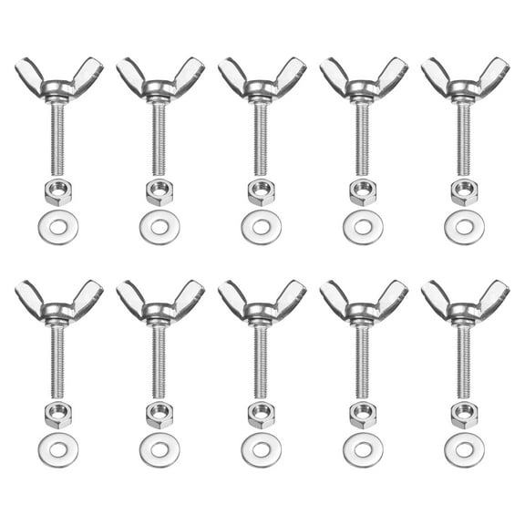 Uxcell M3-0.5 x 16 mm Wing Butterfly Screw, 10 Pcs Wing Nuts and Bolts Machine Fastener Thumb Hand Screws, Silver