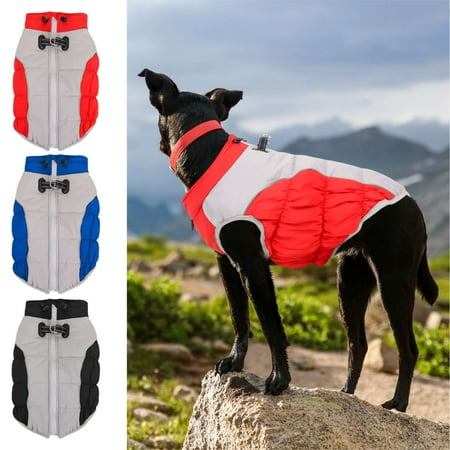 Luxtrada Warm Dog Winter Coat Reflective Zippered Dog Jacket with Harness Windproof Dog Cold Weather Coats Dog Snow Jacket for Small Medium Large Dogs (Red 4XL)