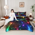 thumbnail image 4 of Castle Fairy Video Game 2pcs Bedding Comforter Set,Neon Lights Twin Comforter Sets,Geometric Stripes Breathable Bedding Set,Ultra Soft Gamepads Home Decor,Reversible, 4 of 8