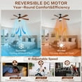 thumbnail image 4 of Sofucor 45" Smart Ceiling Fan, Indoor/Outdoor Ceiling Fans with Lights and Remote, Compatible with Alexa/Google/App, 3-Color Light 6-Speed Timing Reversible DC Motor, 4 of 14