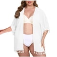 thumbnail image 2 of Qzwdhjm Womens Mesh Kimonos Open Front Tassle Swimsuits Coverup Lightweight Sheer Kimono Bathing Suits Cover Up Cardigan for Summer Loungwear, 2 of 5