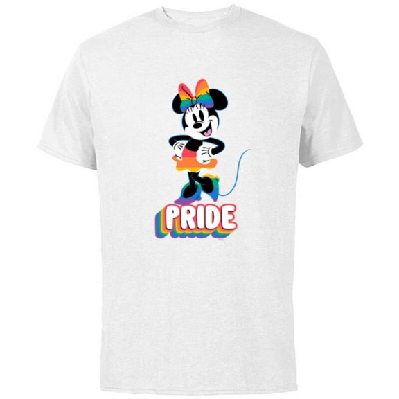 Disney Minnie Mouse Pride Happy Rainbow Fashion - Short Sleeve Cotton T-Shirt for Adults - Customized-Black