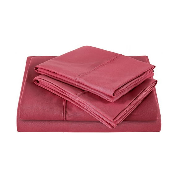 The Great American Store 1800 Series Double Brushed Microfiber Sheet Set - Cal-King (Solid, Burgundy)