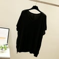 thumbnail image 3 of Olyvenn Stylish Womens Casual Solid Color Tees Shirts V-Neck Batwing Sleeves Sport Blouses Basic Loose Fit Breathable Comfy T-Shirt Black 12, 3 of 3