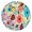 Pioneer Flower Floral, variant on Pioneer Flower Floral Print Pattern Round Fitted Tablecloth with Elastic Edge,Dining Table Cover Waterproof,Outdoor Round Tablecloth for Camping,Dining,Indoor and Outdoor