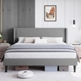 thumbnail image 1 of Full Bed Frame, Platform Bed Frame with Upholstered Wingback Headboard, Heavy-Duty Frame Support, Noise-Free, Easy Assembly, No Box Spring Needed, Light Gray, 1 of 7