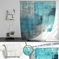 thumbnail image 2 of Teal Abstract Shower Curtain Turquoise and Grey Teal Abstract Art Painting Shower Curtain Bathroom Bathtub Curtain 72x72 Inch with 12 plastic hooks, 2 of 5