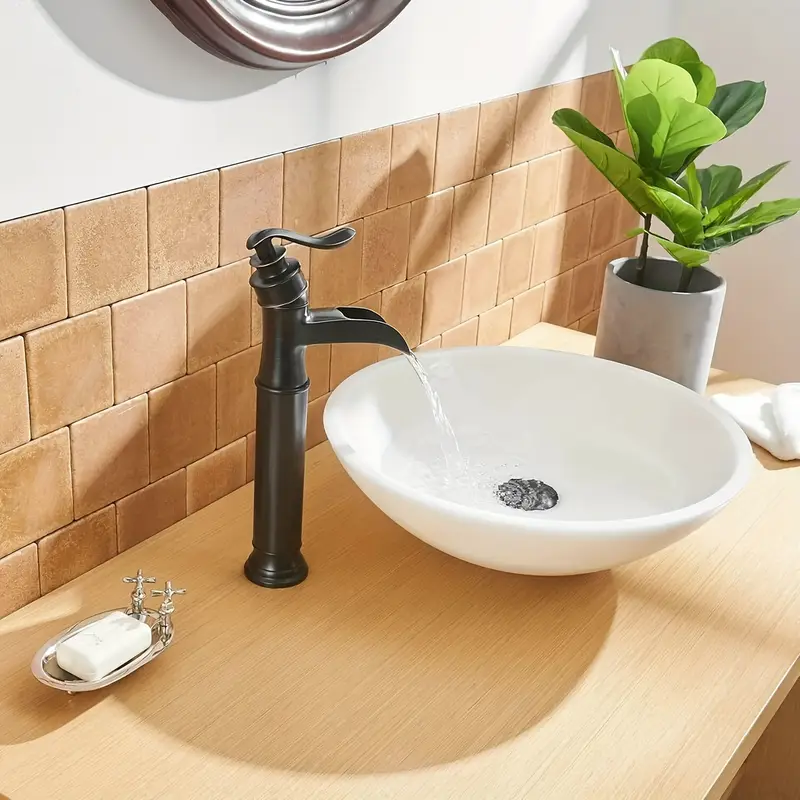 Oil Rubbed Bronze Bathroom Sink Faucet Single Handle Vessel Mixer Tap With Drain