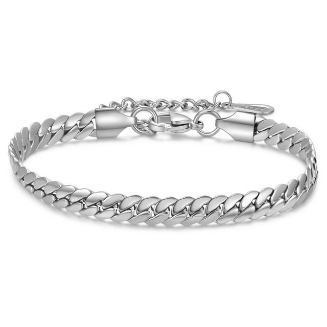 Minnieouse Cuba de 6MM, acero de titanio, Color sólido, joyería de estilo moderno, accesorio de moda, cadena de mano trenzada Universal Ropa, zapatos y accesorios Miscelánea color acero Minnieouse AP014723-01
