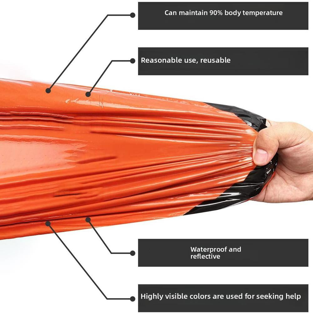 Emergency Sleeping Bag, 84X36 Sierramadre Emergency Survival Sleeping Bag, Madera Pocket Size Emergency Sleeping Bag, Waterproof Thermal Bivy Sack for Camping, Hiking, Outdoor