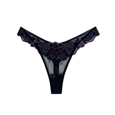 HAJGJP Sleep Romper Women Sexy Christmas Women s Lace Floral Knit Thong Panties Comfortable Breathable Thin Design For All Day Wear Black XL