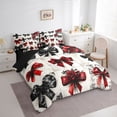 thumbnail image 2 of Manfei Girls Red Ribbon Bowtie Twin Bedding Sets 7-Piece,Gothic Romantic Roses Bedding Comforter Set for Kids Teens,Black Reversible,Super Cozy Room Decor, 2 of 7