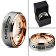 thumbnail image 4 of Tungsten Graduating Class Of 2019 Engraved Love Mom Band Ring 8mm Men Women Comfort Fit 18k Rose Gold Step Bevel Edge Brushed Polished, 4 of 4