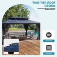thumbnail image 3 of Dextrus 12' x 16' Hardtop Gazebo, Double Roof Polycarbonate Canopy, Outdoor Shelter with Mosquito Netting & Privacy Curtains, Heavy-Duty Metal Frame for Patio, Backyard, Deck and Lawn, Gray, 3 of 10